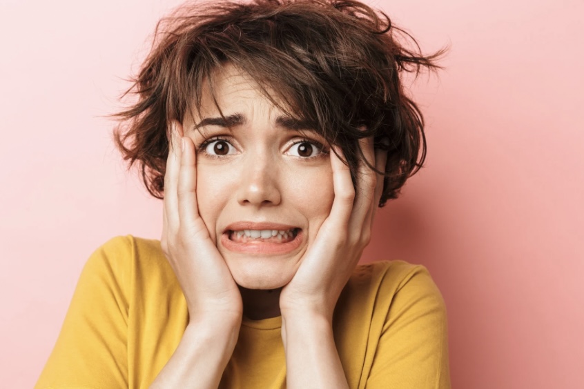 frightened woman